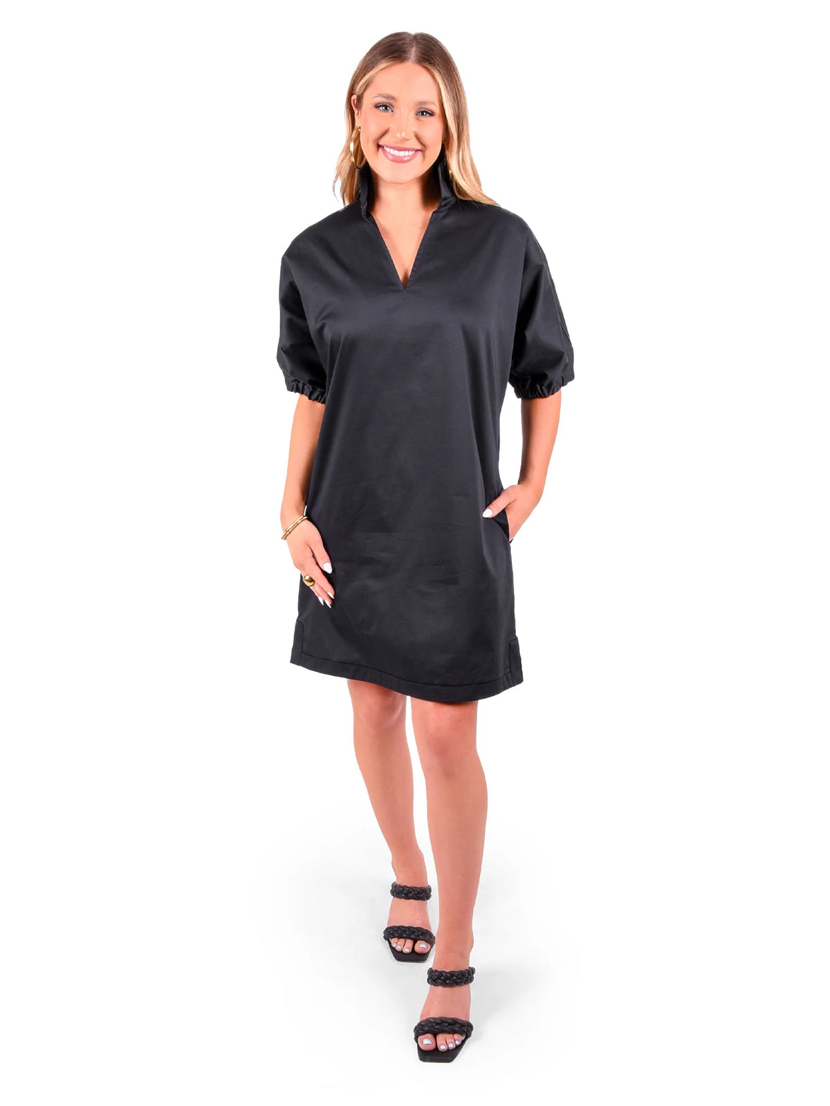 Emily McCarthy Poppy Dress - Black Cotton Poplin for Women