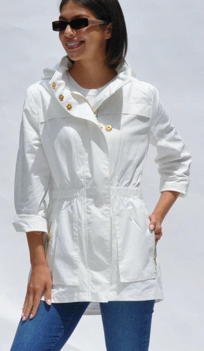 Tess Jacket Antique White with Gold Trim - Ciao Milano Women
