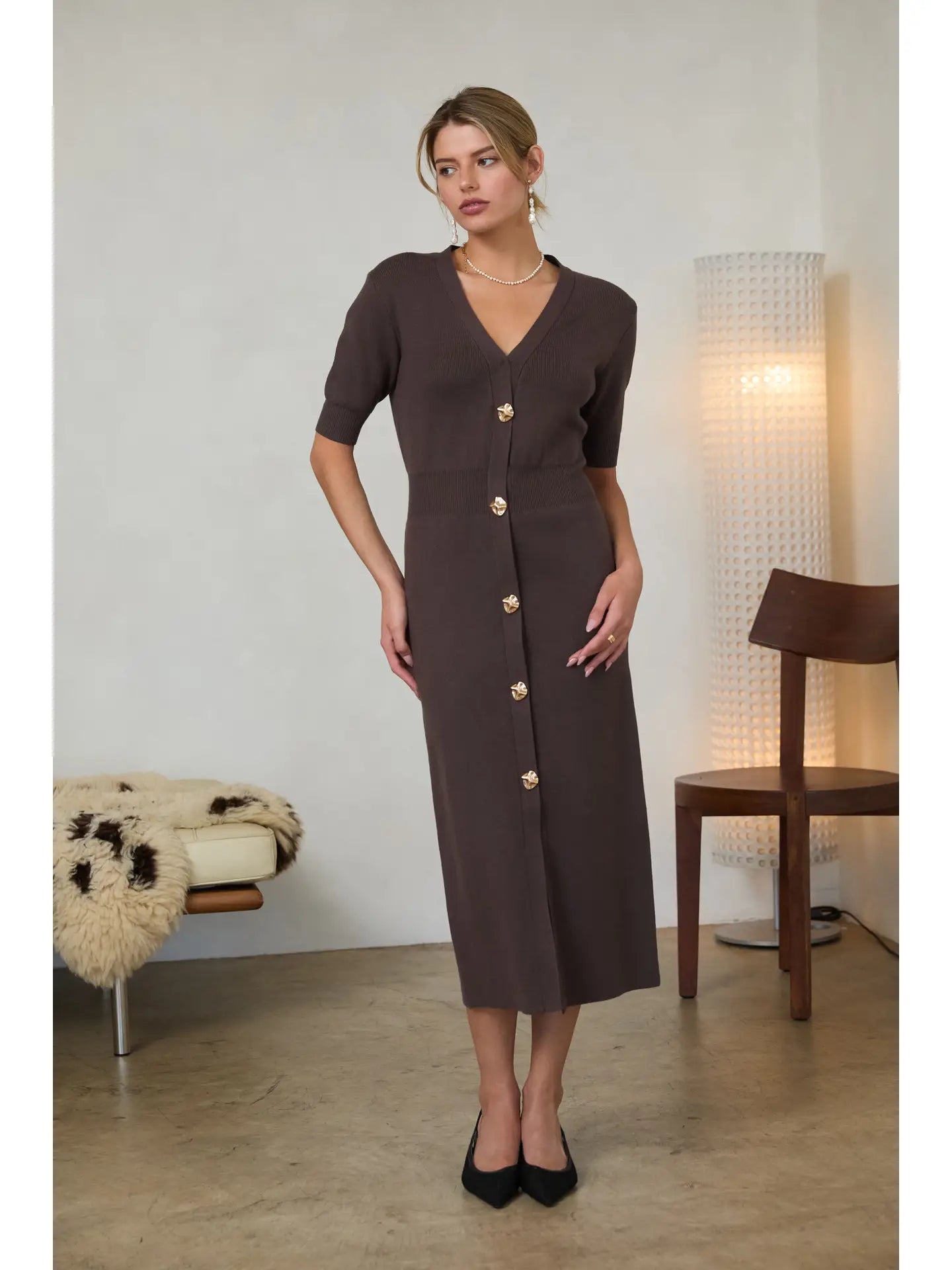 Wrenley Midi Dress | Brown