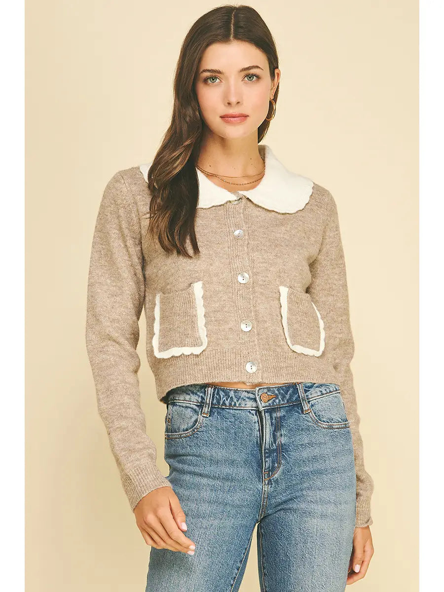 Lacey Cardigan| Taupe & Ivory