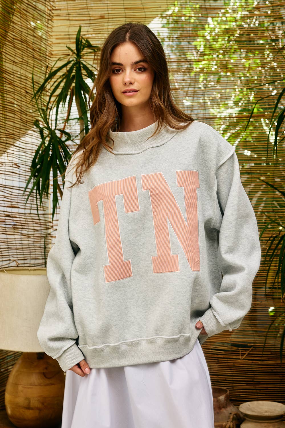 "TN" Mock Neck Sweatshirt | Grey