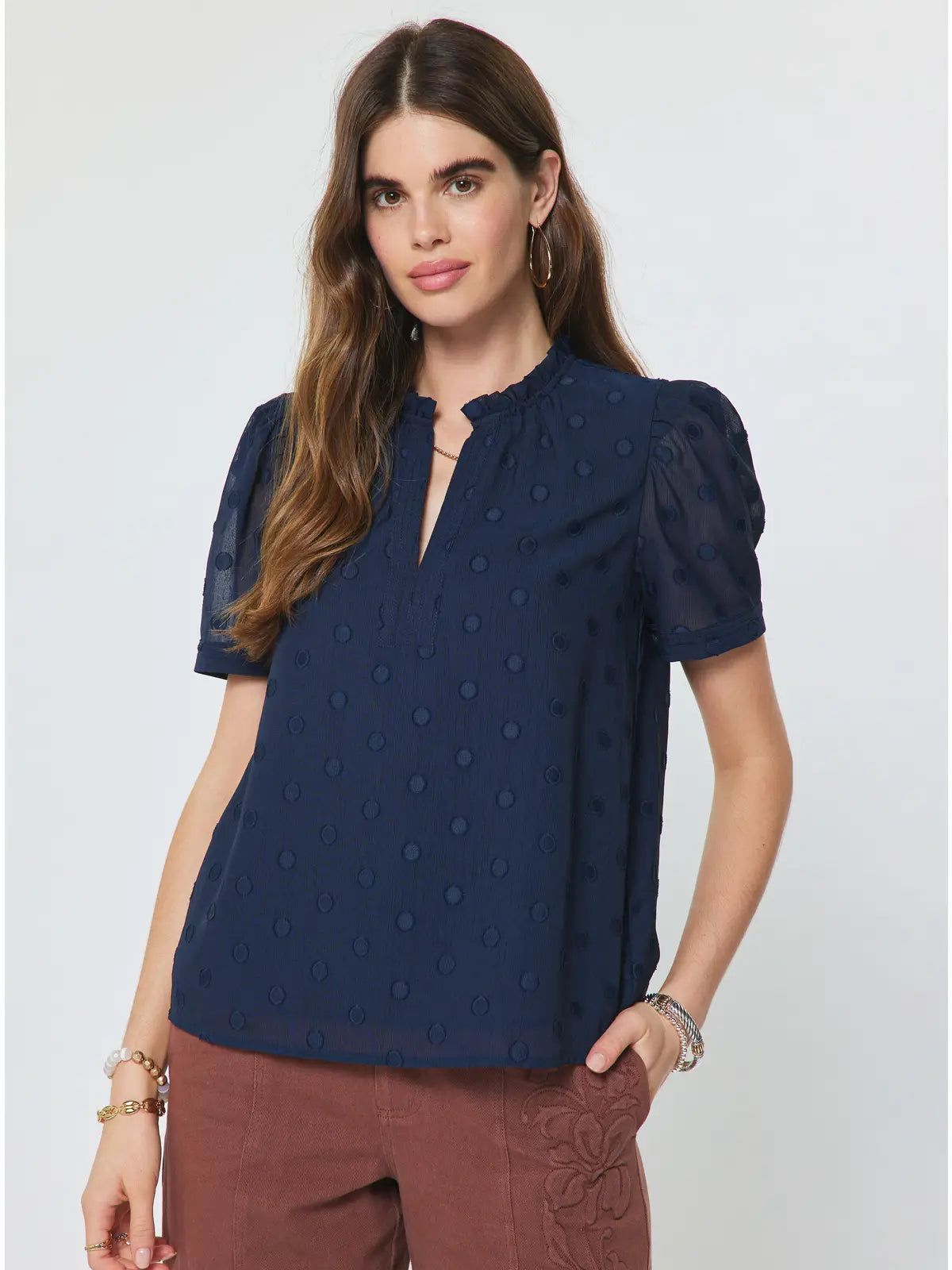 Mila Polka Dot Blouse | Navy