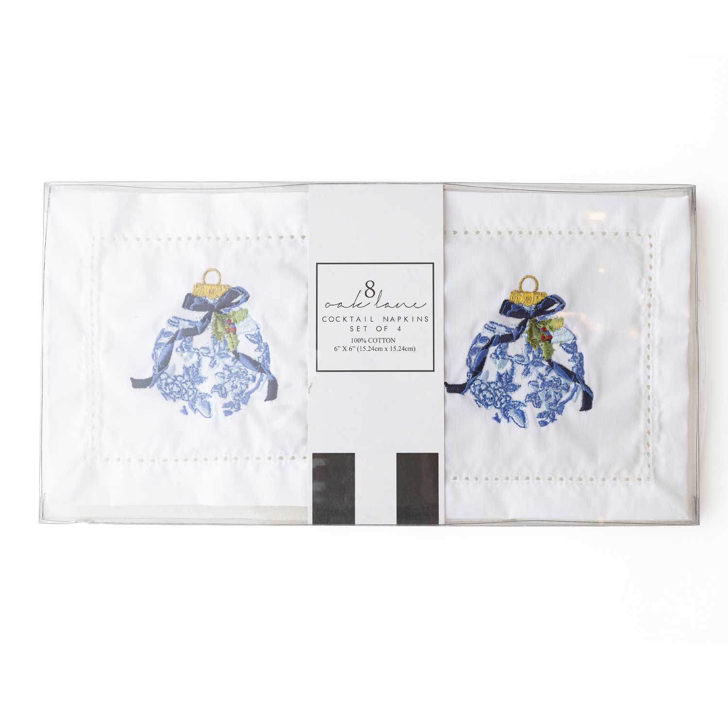 Chinoiserie Ornament Embroidered Cocktail Napkins | Set of 4