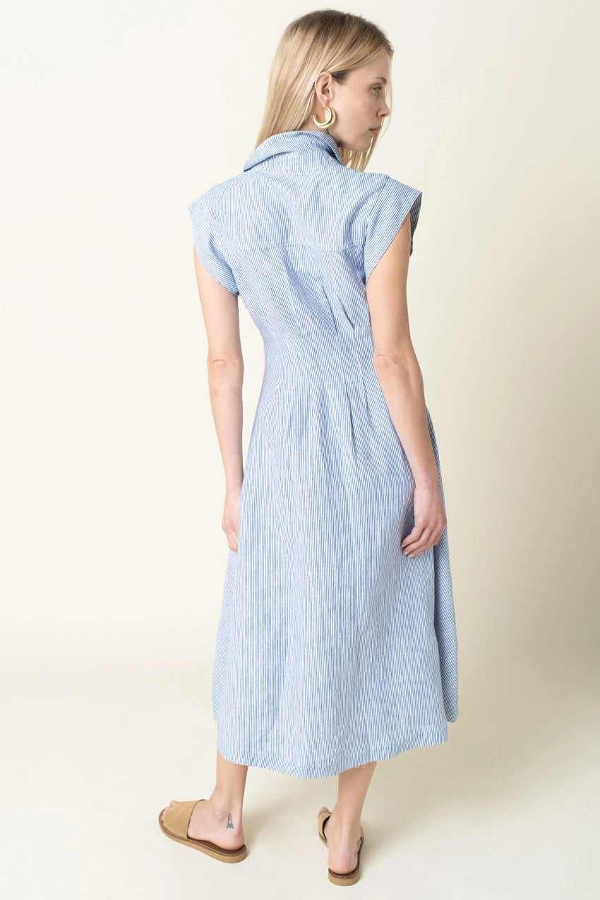 Dorothy Button Front Linen Maxi Dress in Blue by Olivaceous | K. McCarthy Dorothy Button Front Linen Maxi Dress in Blue by Olivaceous | K. McCarthy