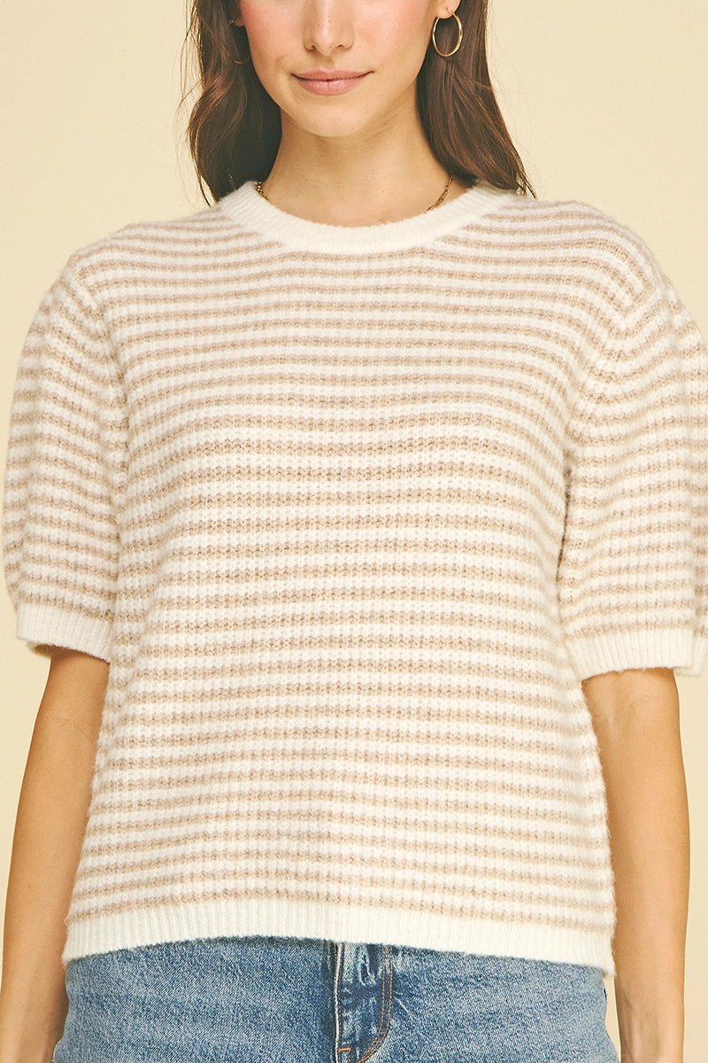 Melissa Striped Sweater | Beige