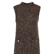 Sequined Detail Sleeveless Dress | Brown