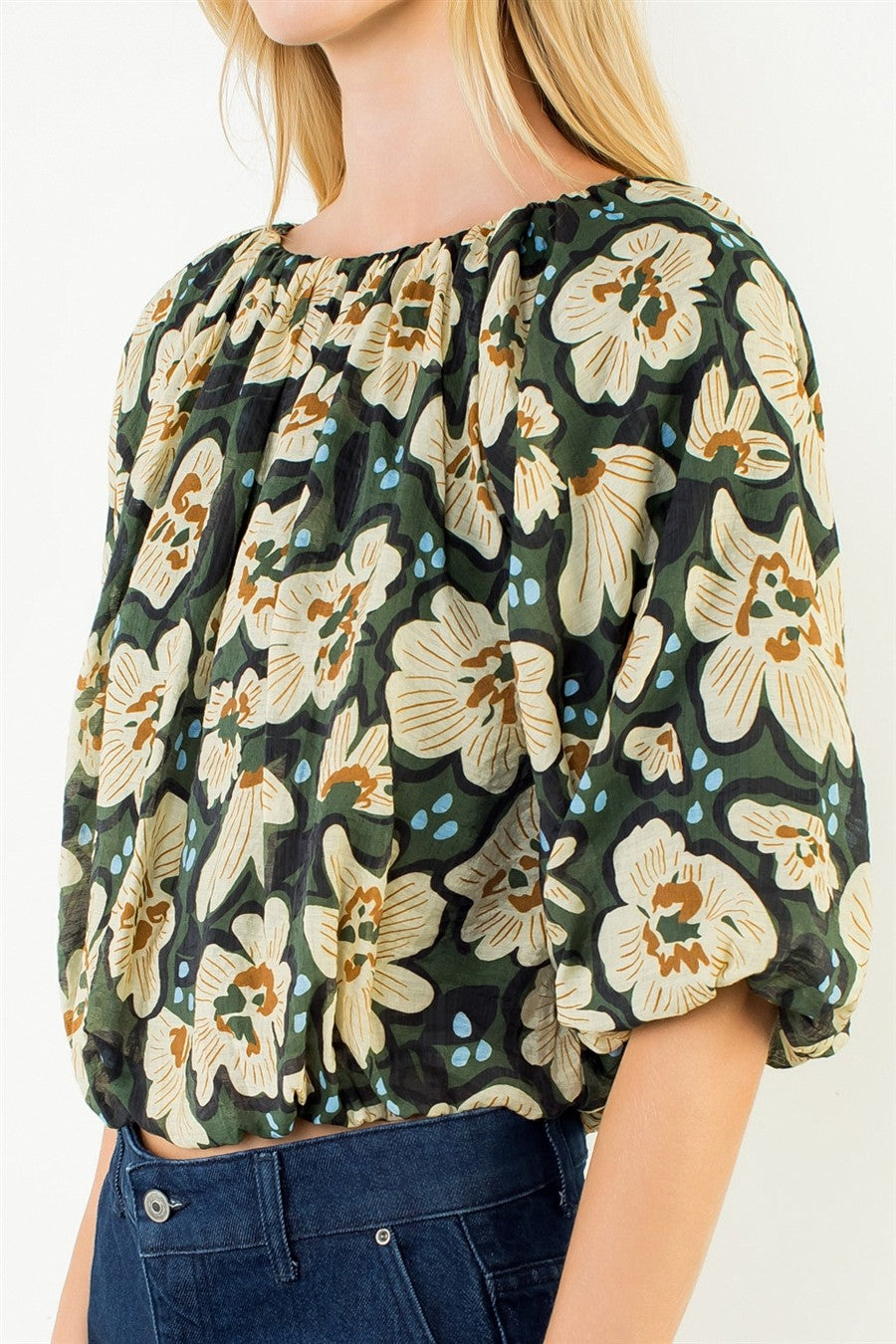 Lucy Floral Blouse | Olive