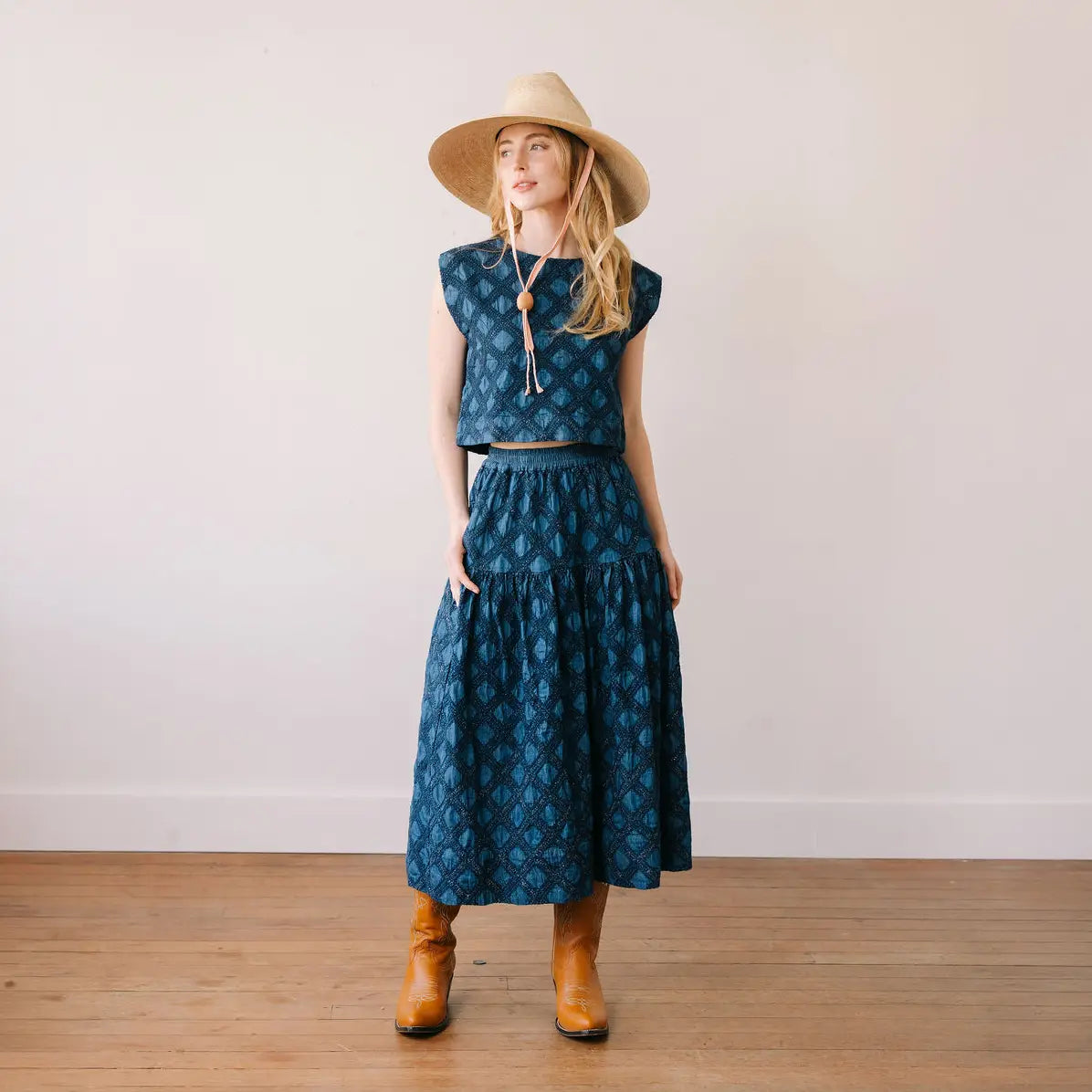 Denim Eyelet Top