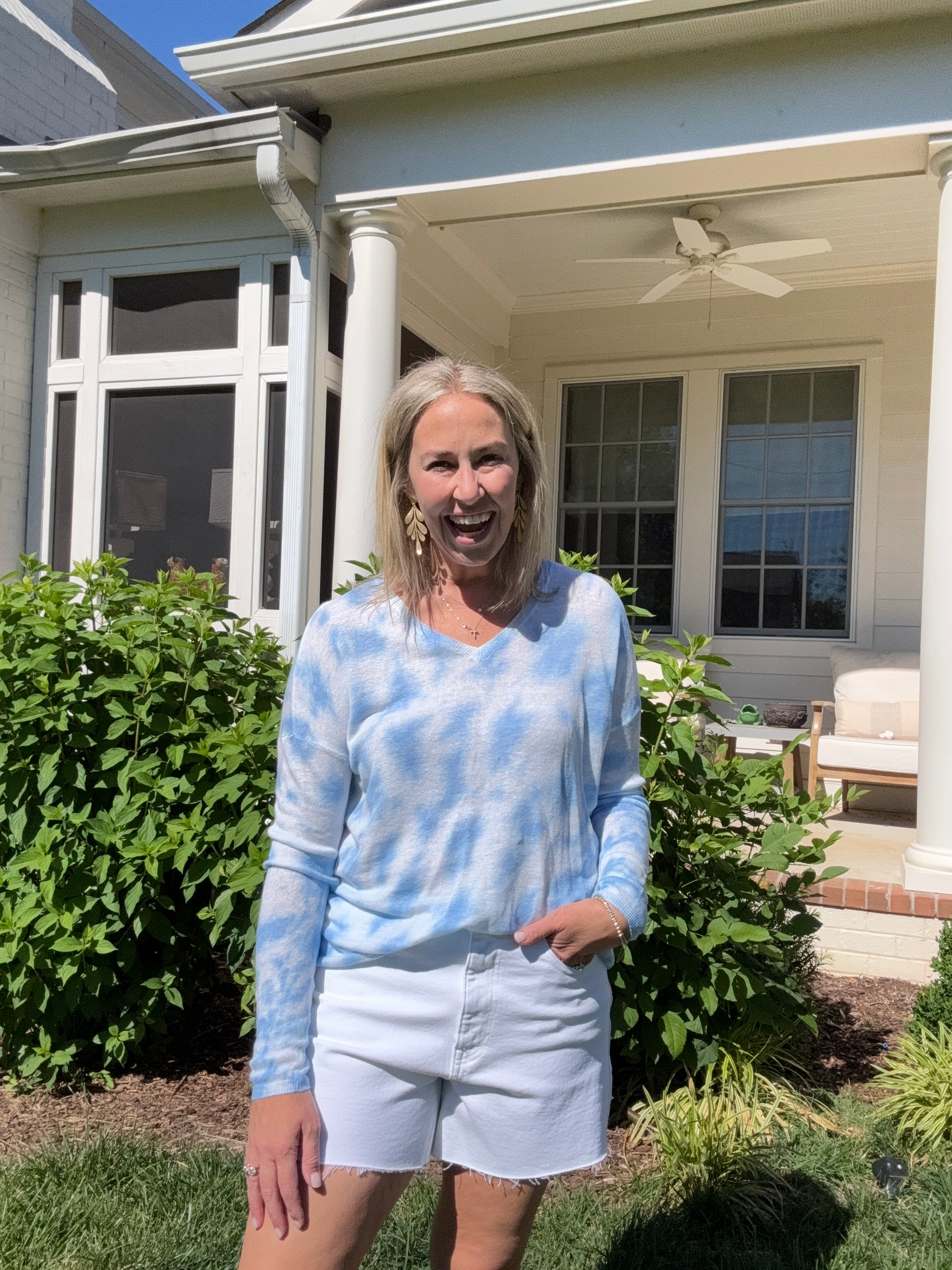 Printed Sweater I Chambray