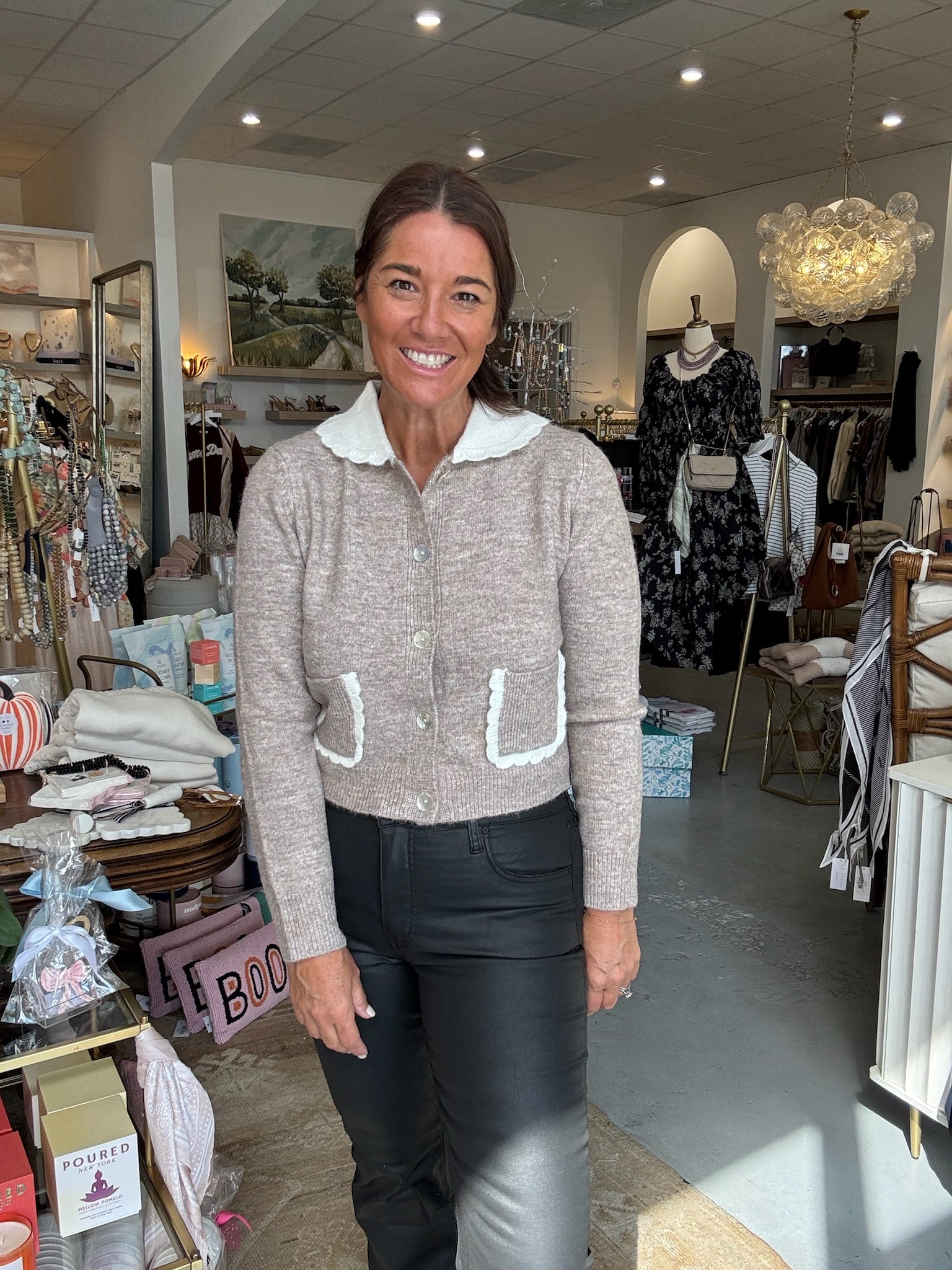 Lacey Cardigan| Taupe & Ivory