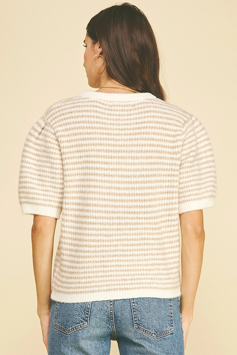 Melissa Striped Sweater | Beige