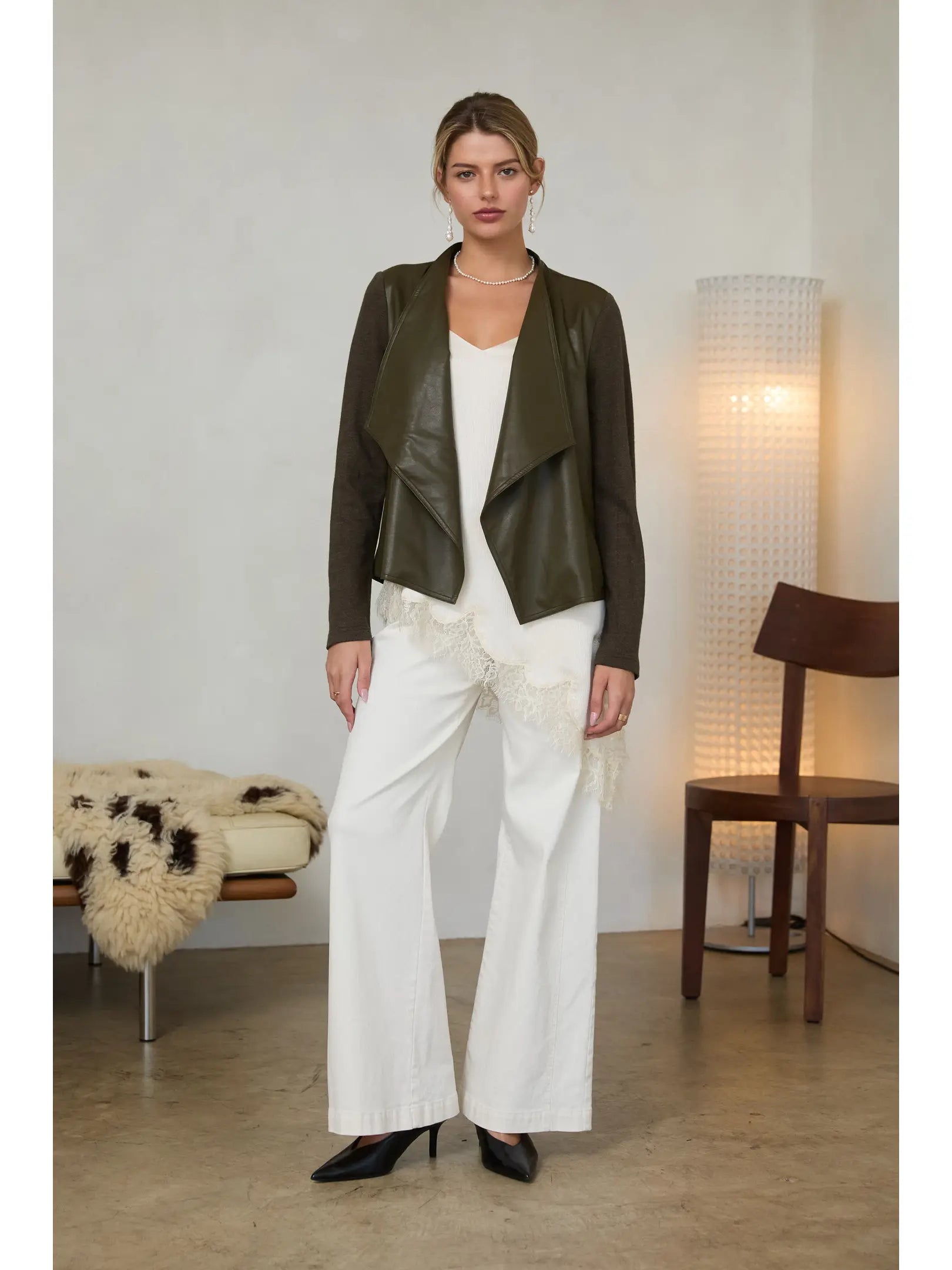 Mabel Mix Media Jacket | Olive
