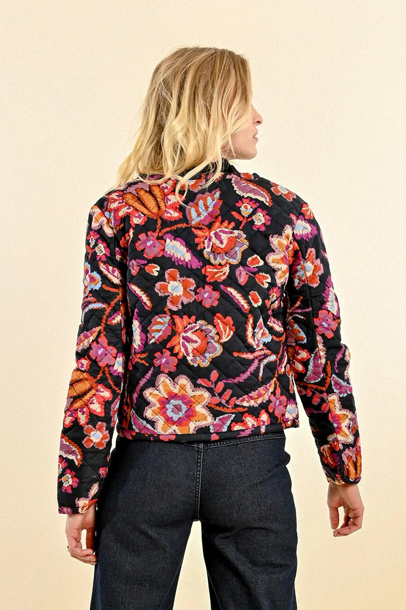 Floral Quilted Jacket Black Liv