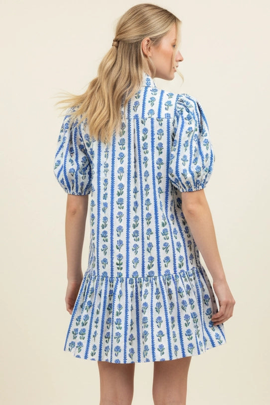 Bailey Floral Stripe Dress | Blue