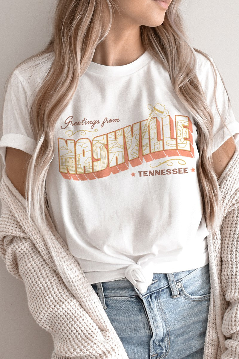 Greetings from Nashville Tee - White