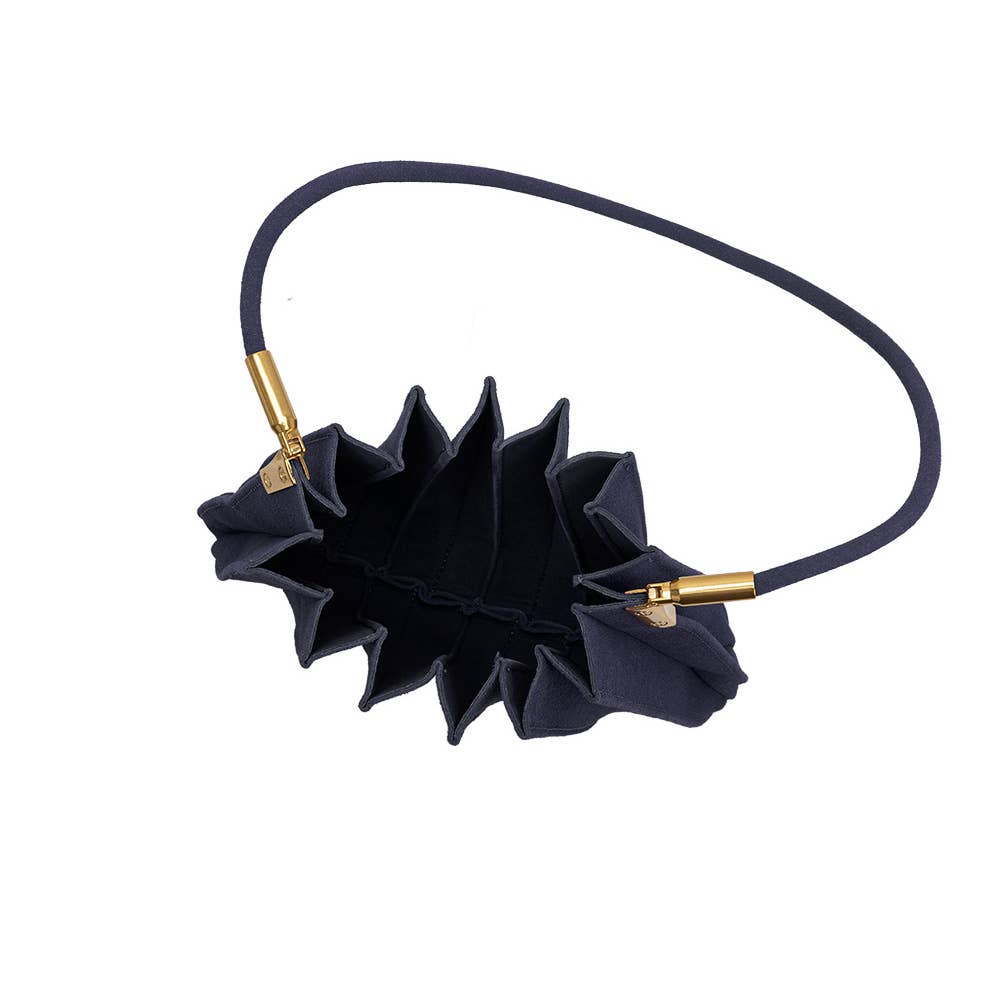 Carrie Navy Vegan Suede Shoulder Bag