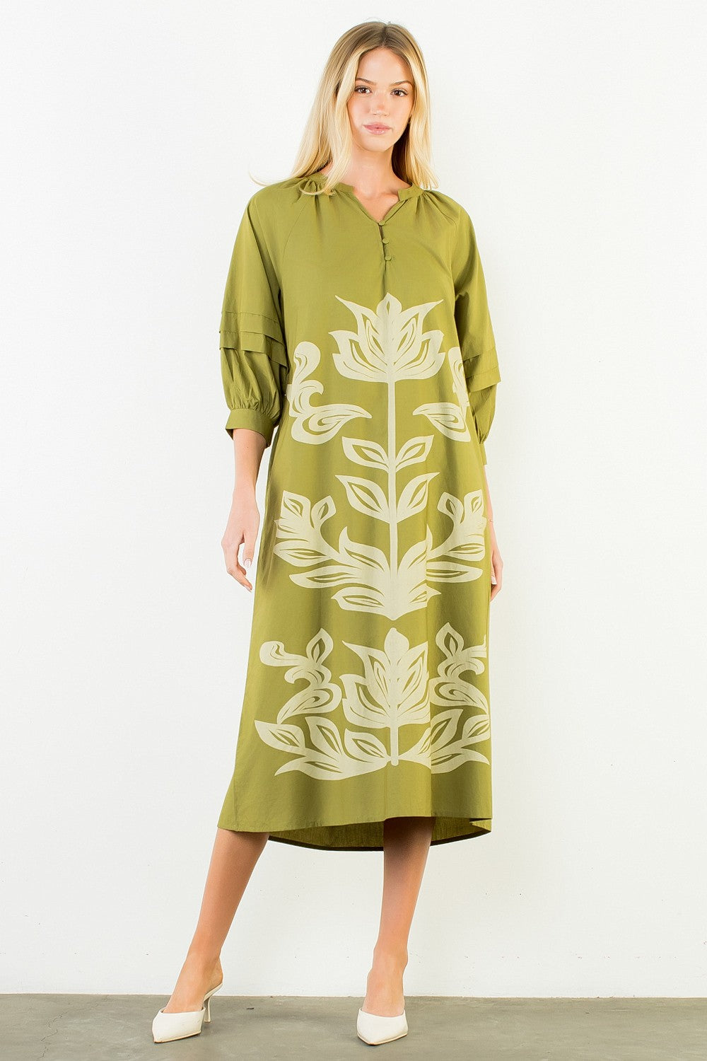 Carley Flower Print Dress | Olive