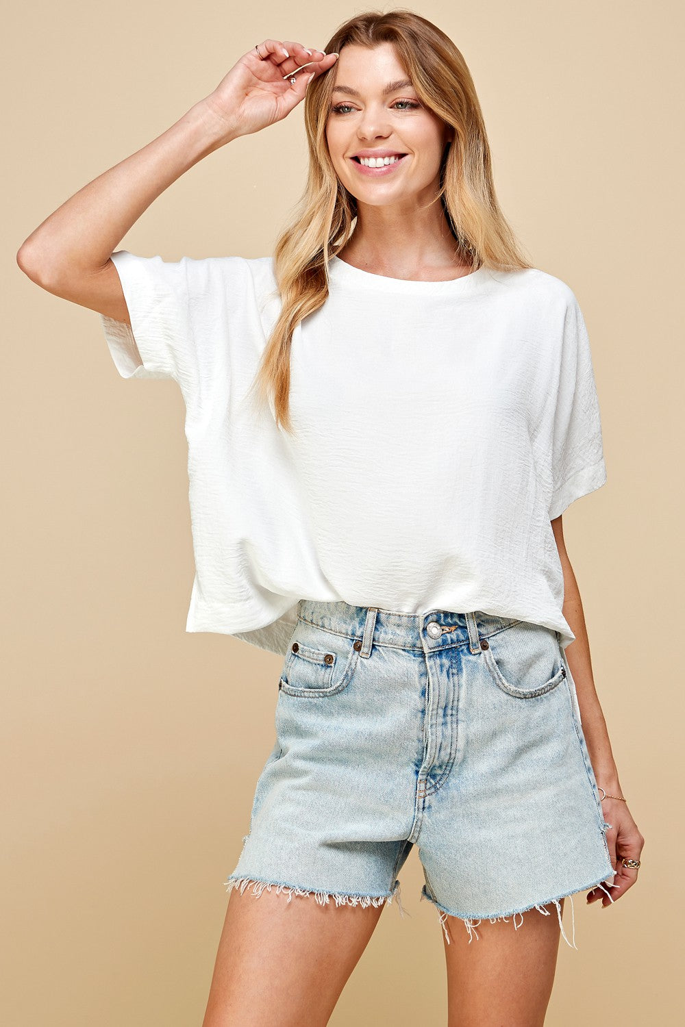 Half Sleeve Solid Top - Off White