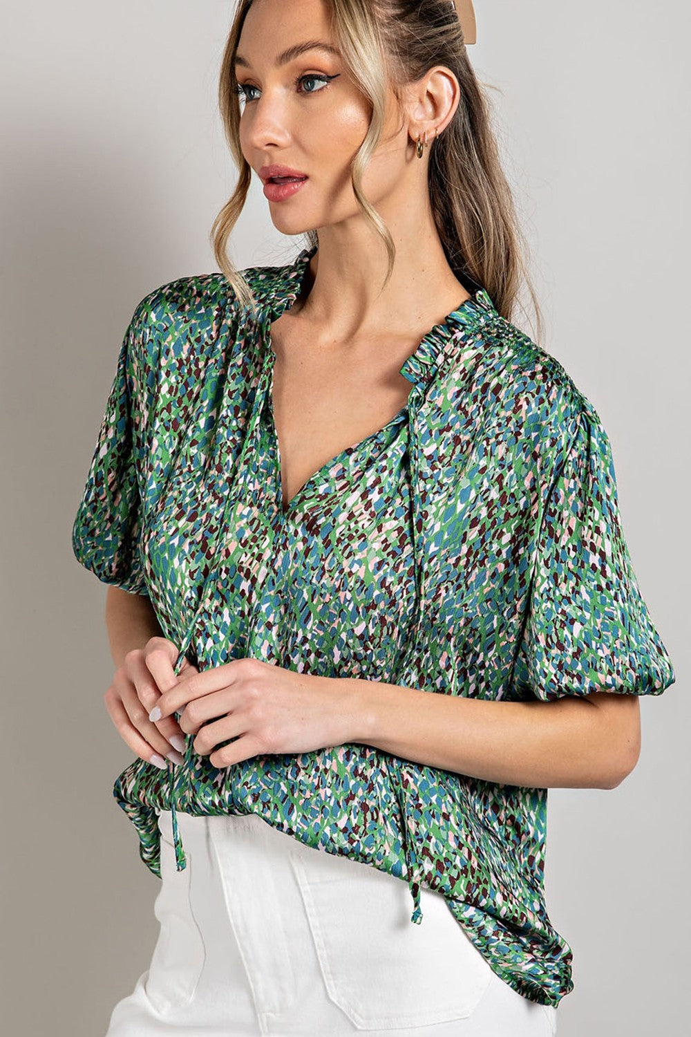 Tie Front Short Sleeve Blouse