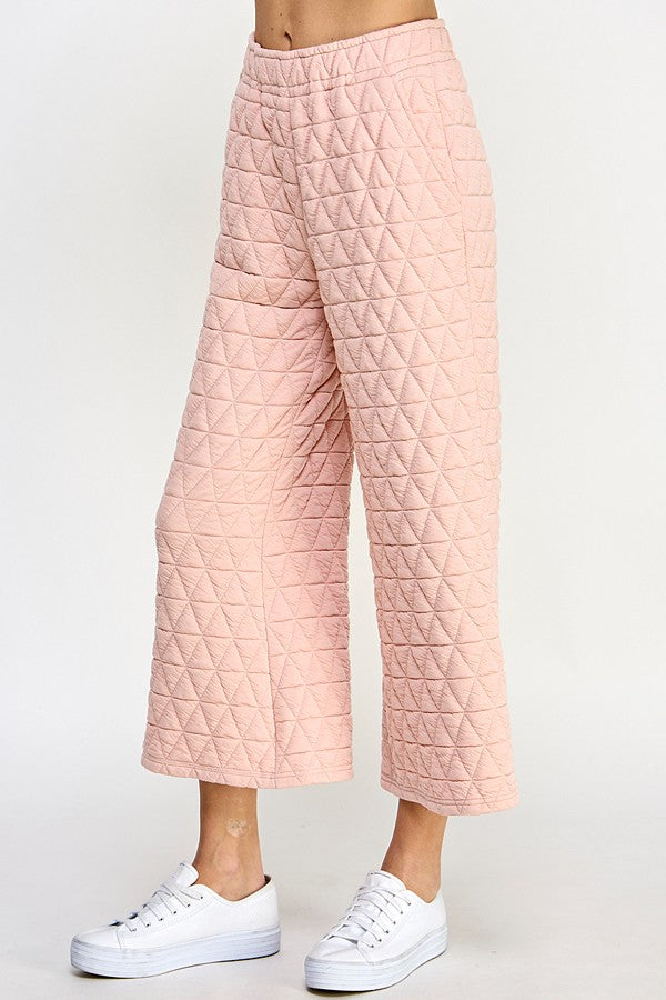 Quilted Cropped Wide Pants