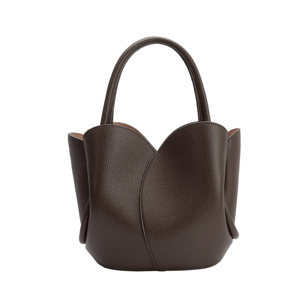 Tulip Vegan Leather Top Handle Bag | Chocolate