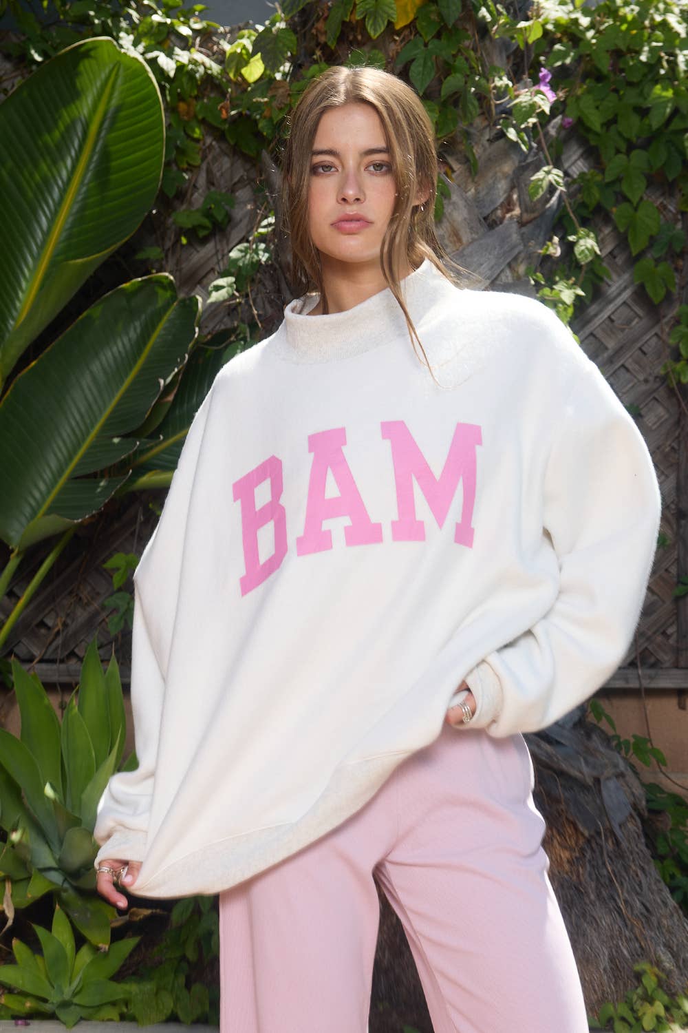 Reversible "MAHJ" Sweatshirt | Pink
