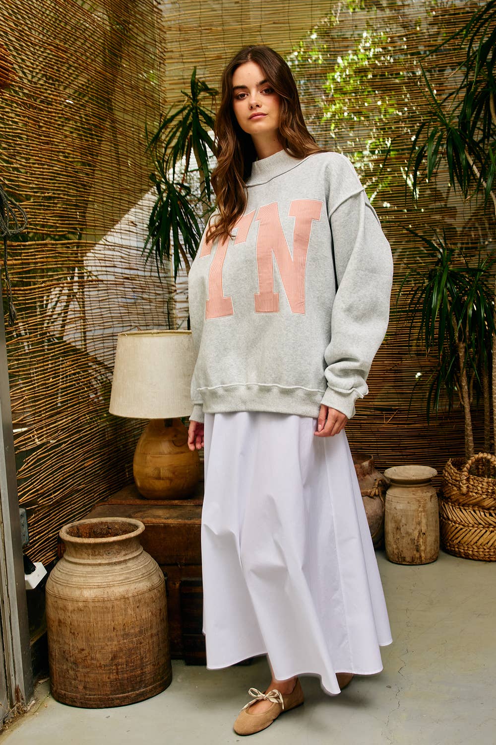 "TN" Mock Neck Sweatshirt | Grey