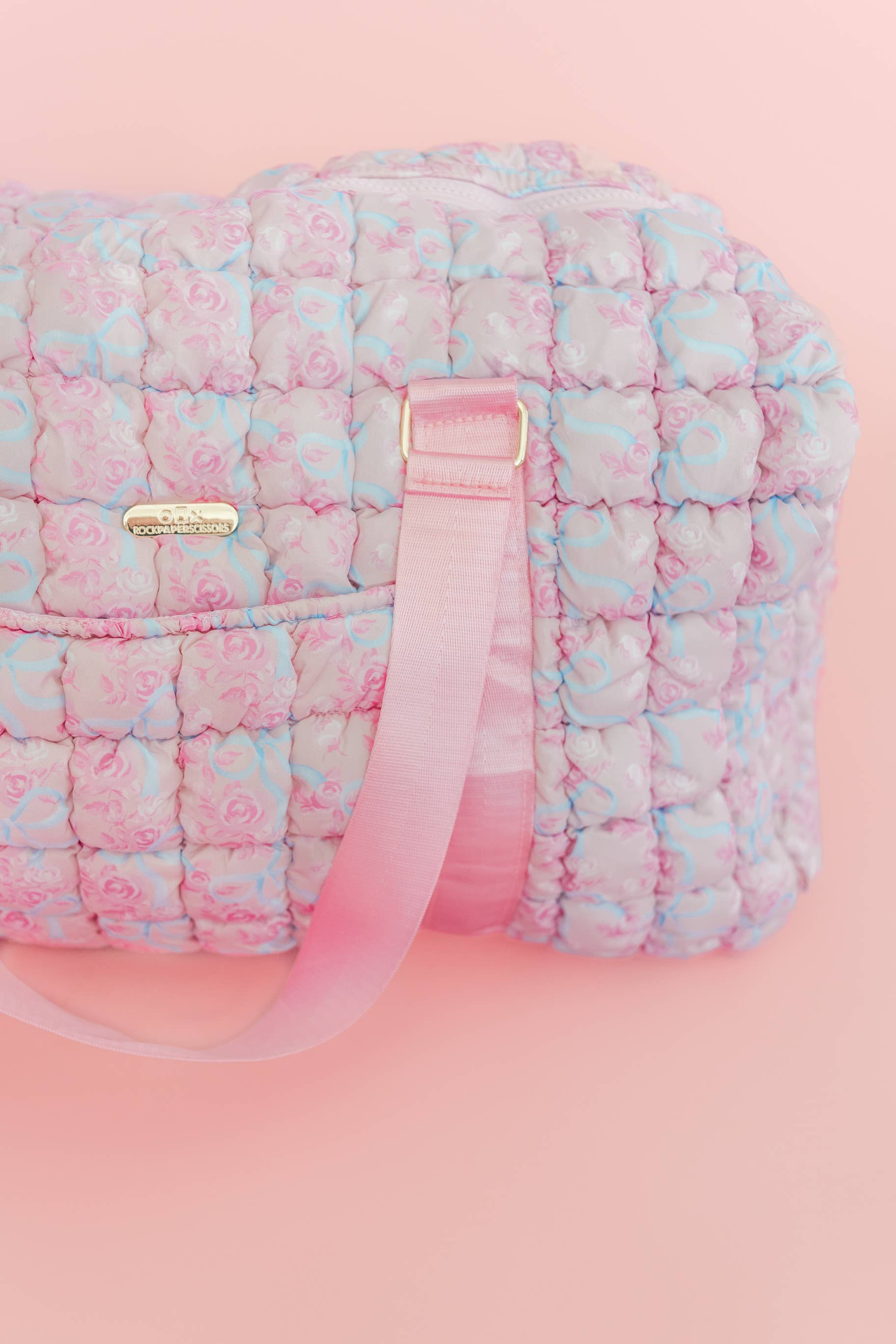 Quilted Weekender Duffle Bag | Watercolor Floral Bow