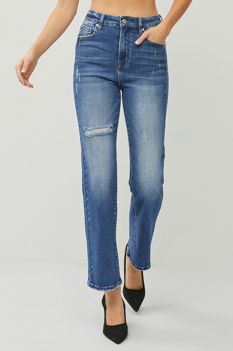 High Rise Ankle Jeans Dark