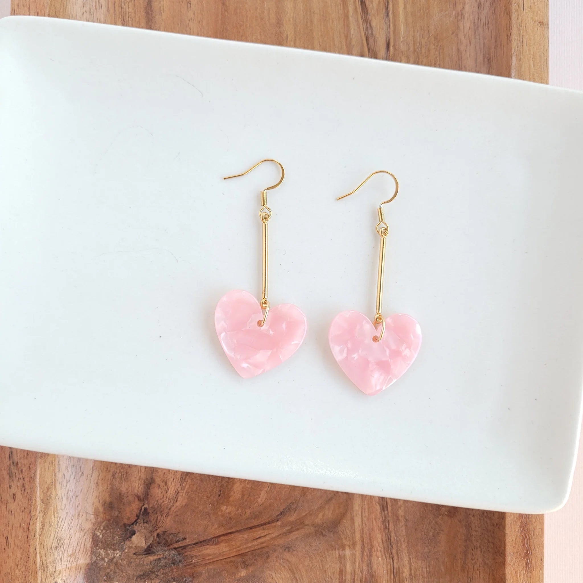 Mina Heart Earrings Pink