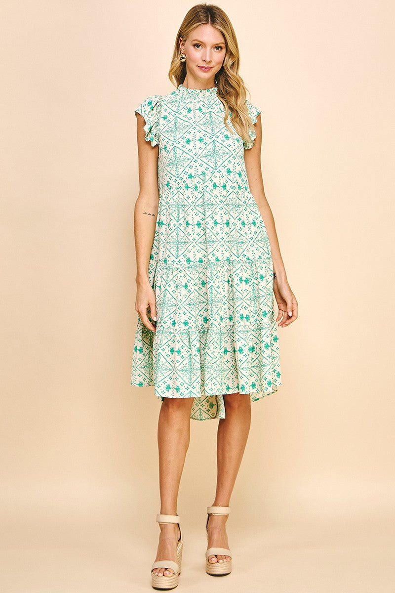 Tiered Midi Dress with Back Button Closure