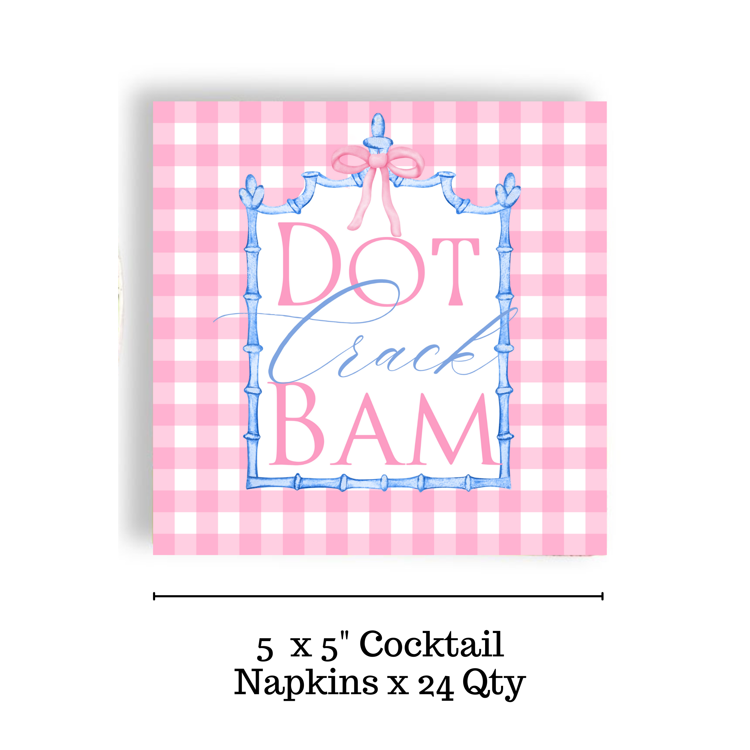 Mahjong Cocktail Napkin | Pink Plaid