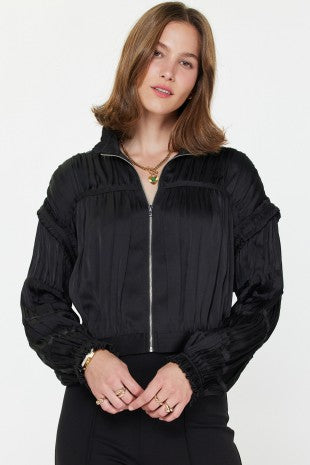 Catherine Shirring Detailed Jacket | Black