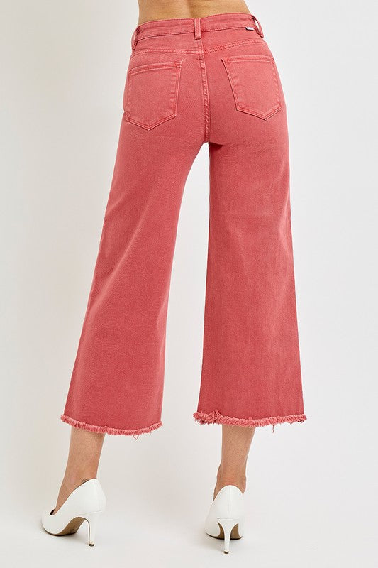 High Rise Crop Wide Leg Jeans | Brick