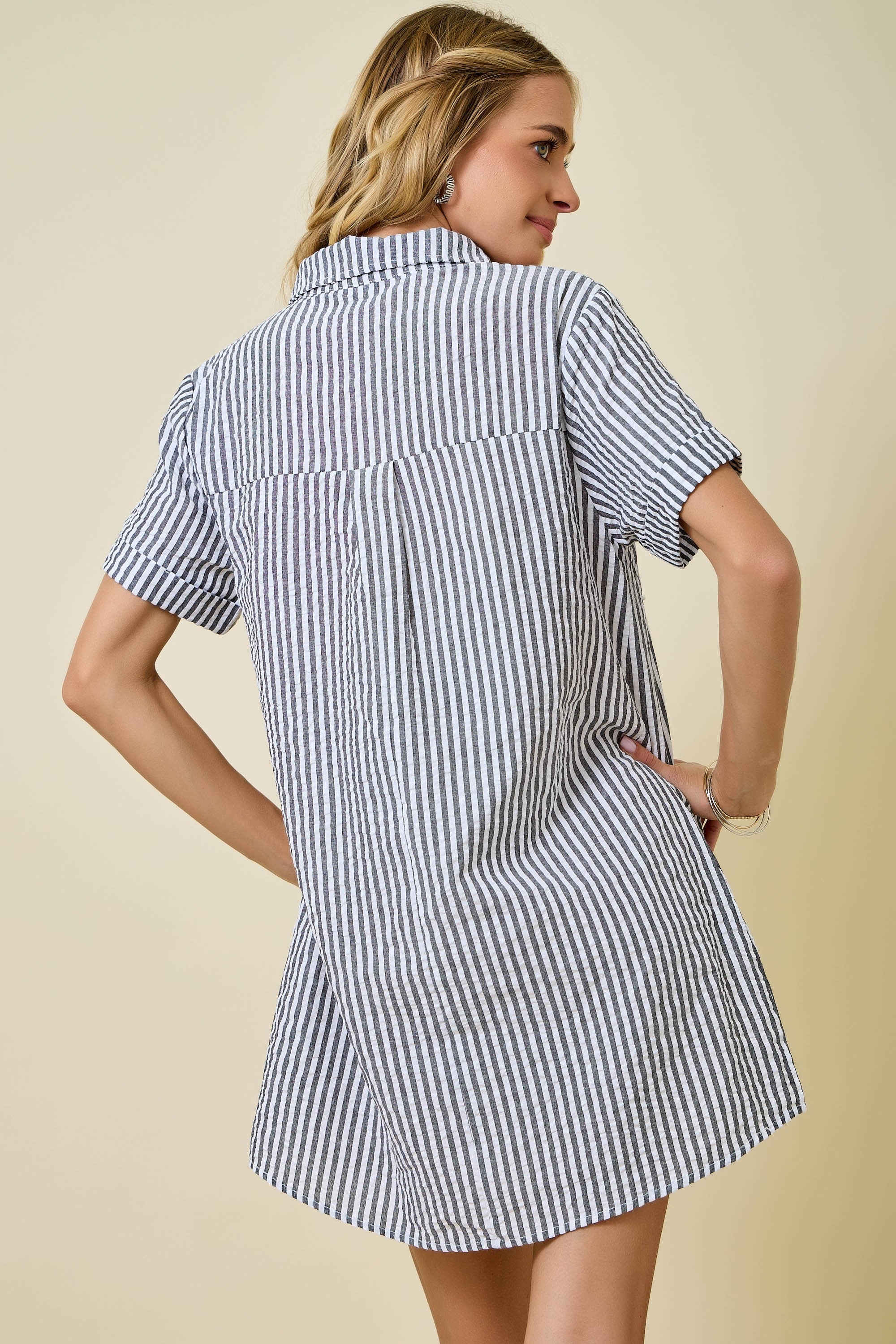 Arlet Striped Dress | Black, White