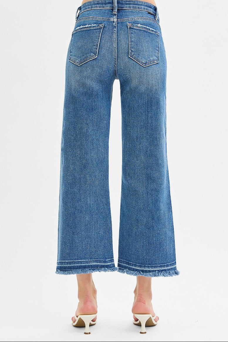 Mid Rise Crop Wide Jeans | Medium