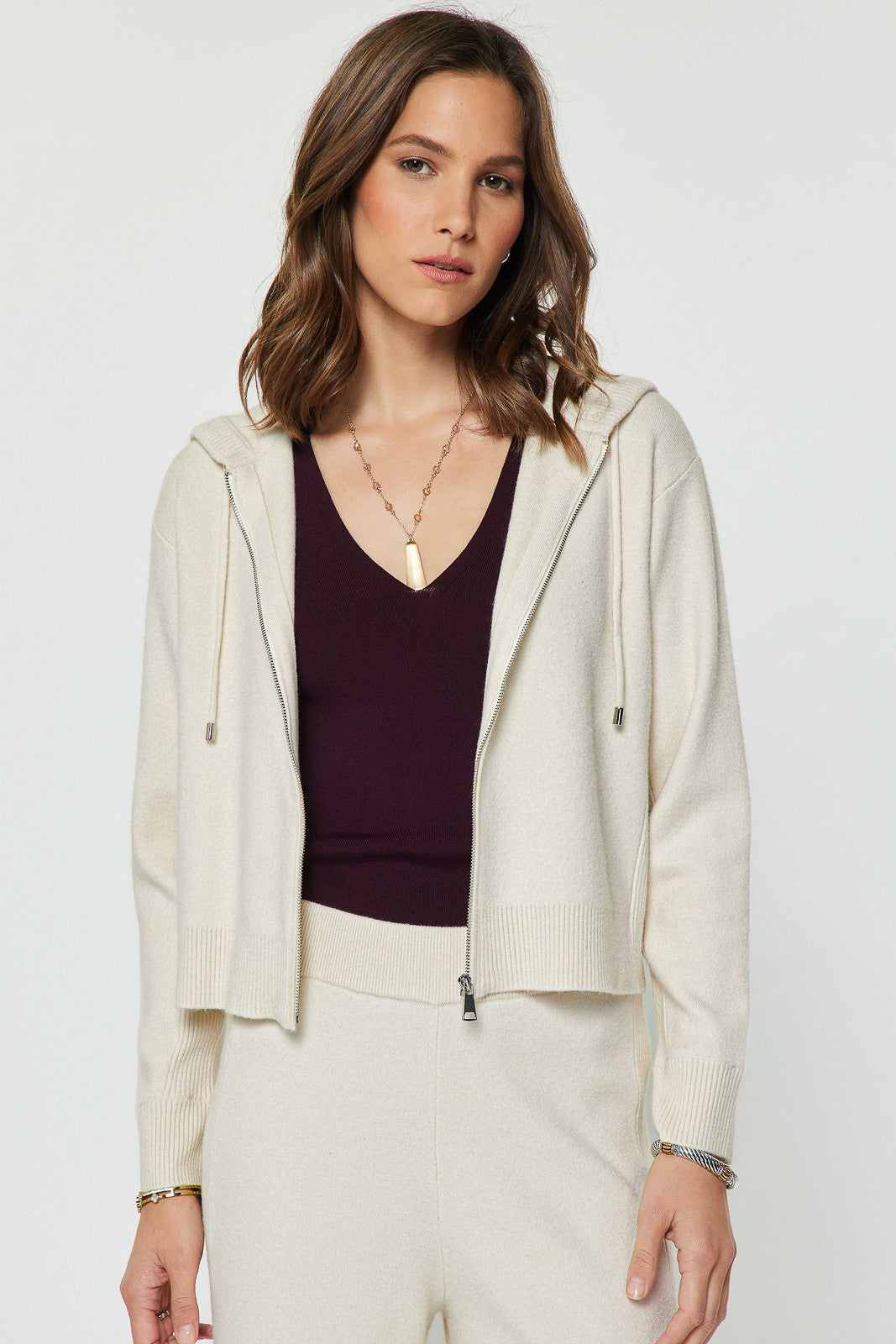 Britt Zip-Up Hoodie | Ivory