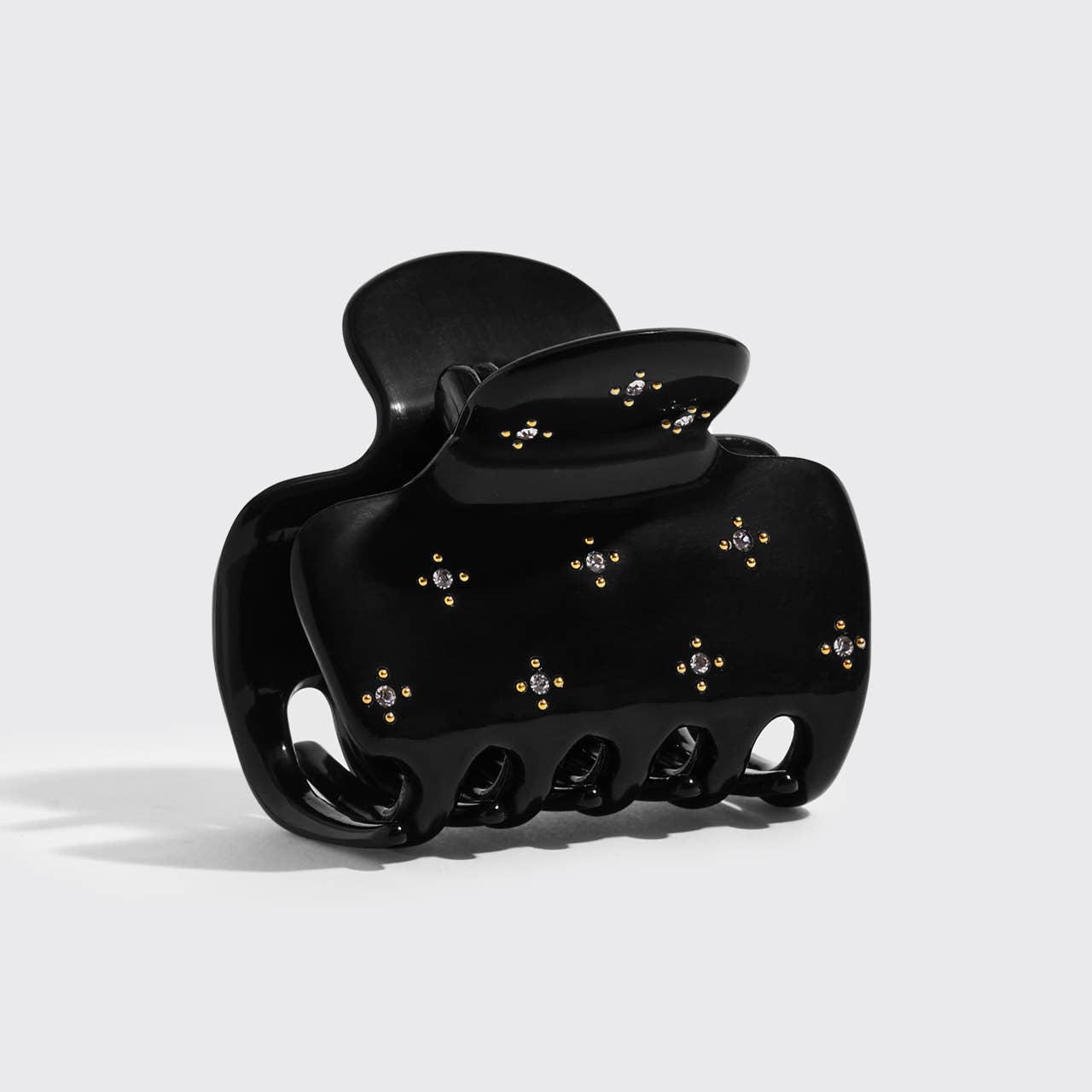 Recycled Plastic Rhinestone Medium Puffy Claw Clip | Black