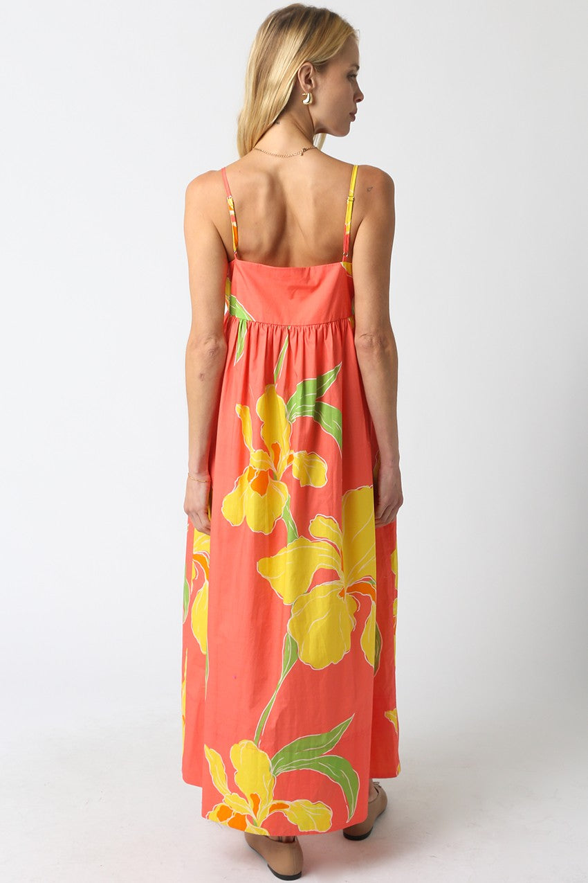olivaceous orange dress Olivaceous Orange Ruffled Maxi Dress