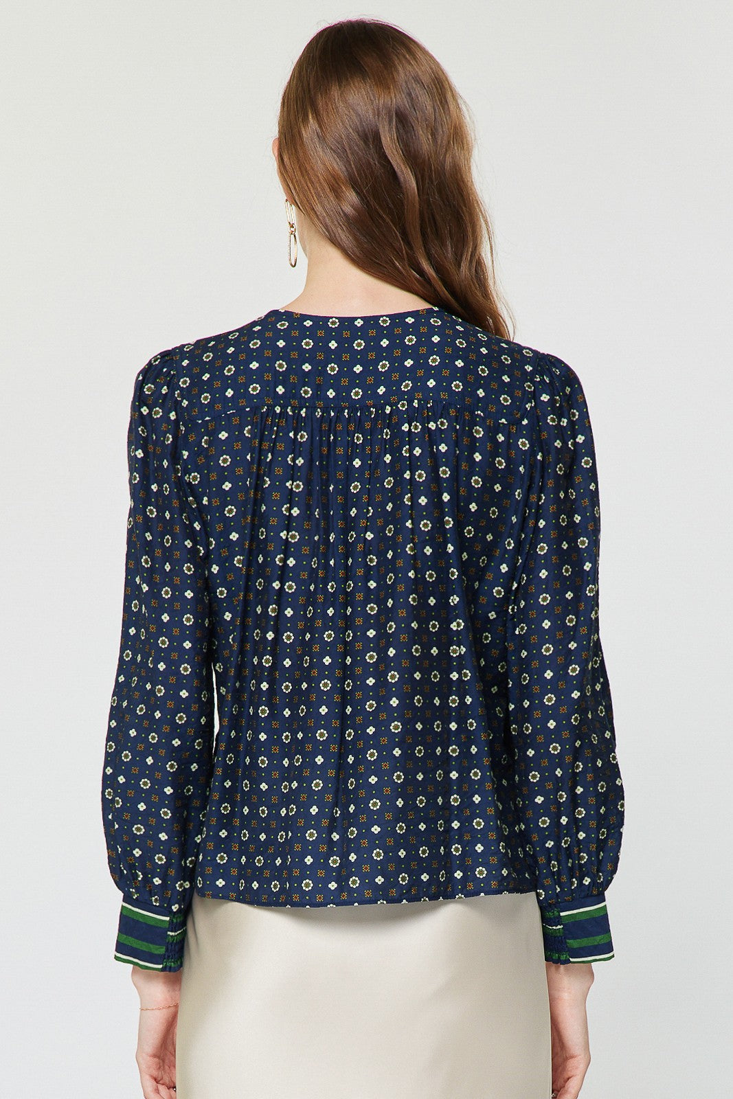 Libby Geo Print  Blouse | Navy