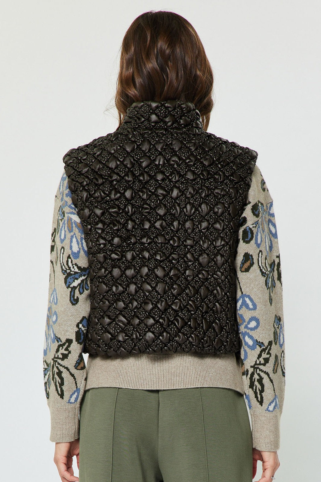 Cropped Quilting Vest|  Moss