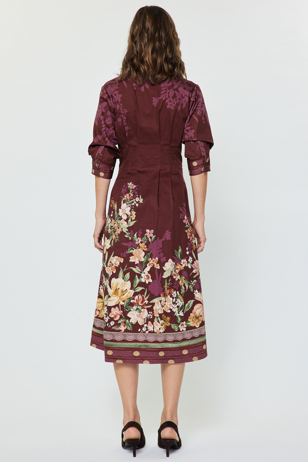 Della Floral Midi Dress| Dark Mauve