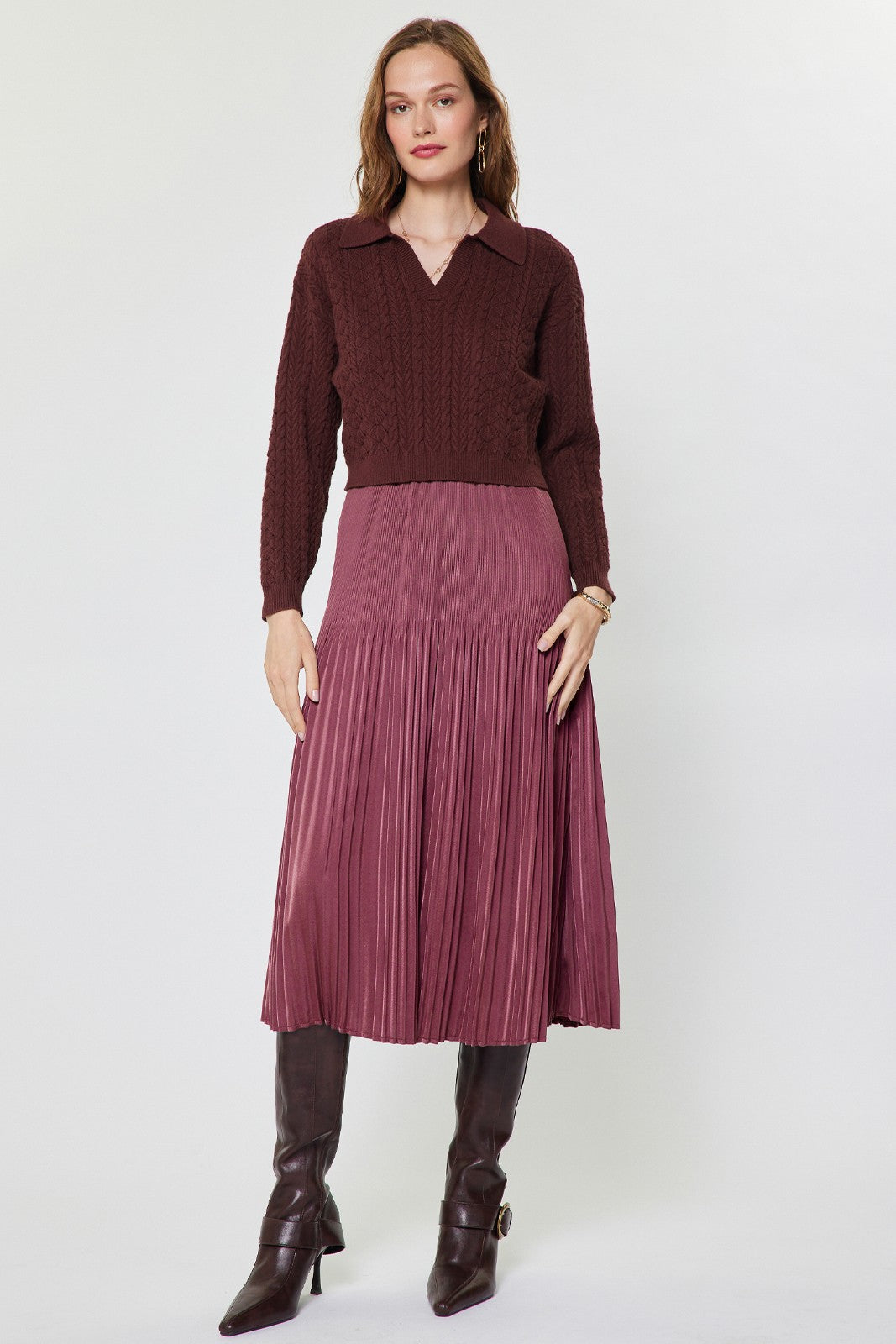 Estelle Sweater Dress | Burgundy