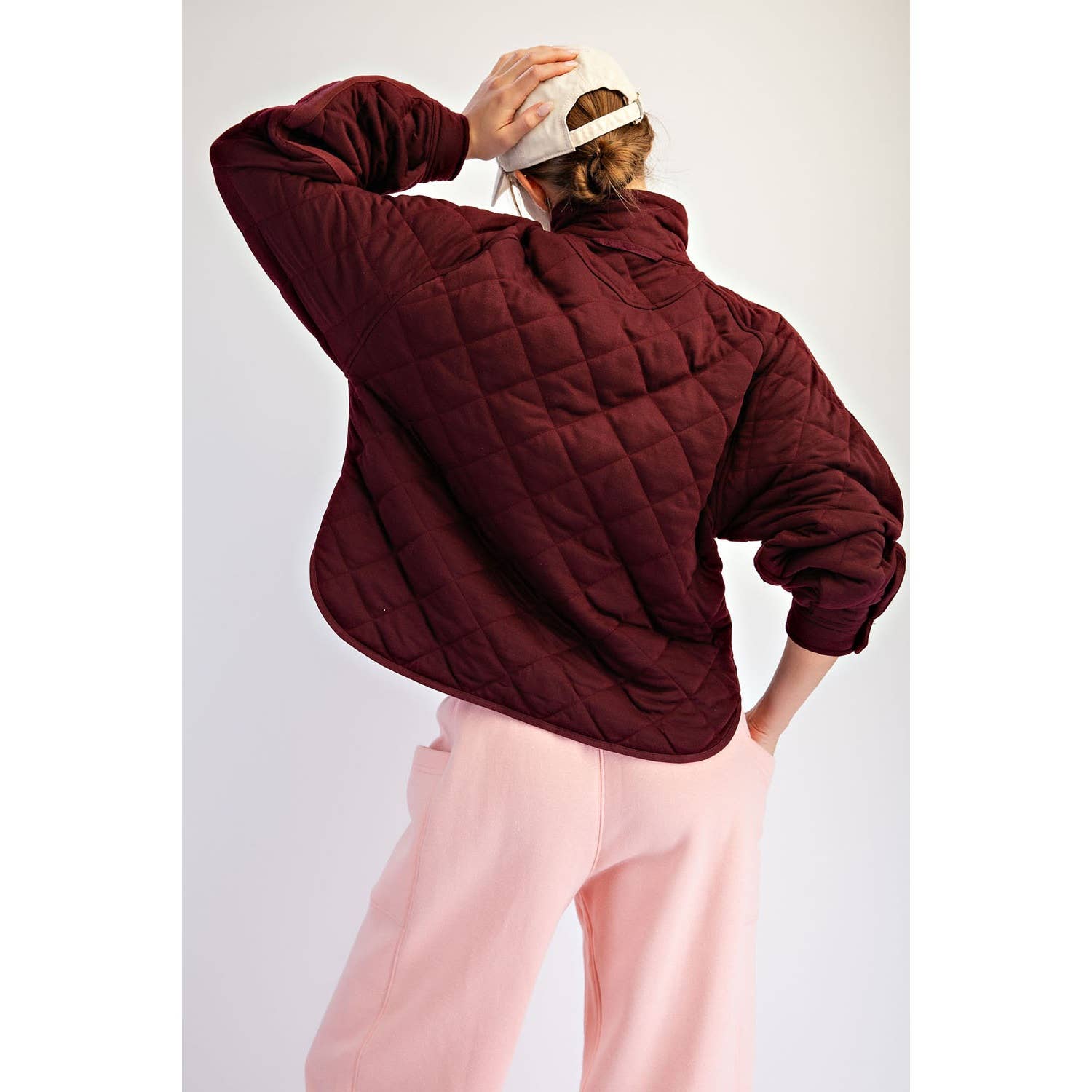 Everyday Quilted Snap Jacket | Dark Cherry