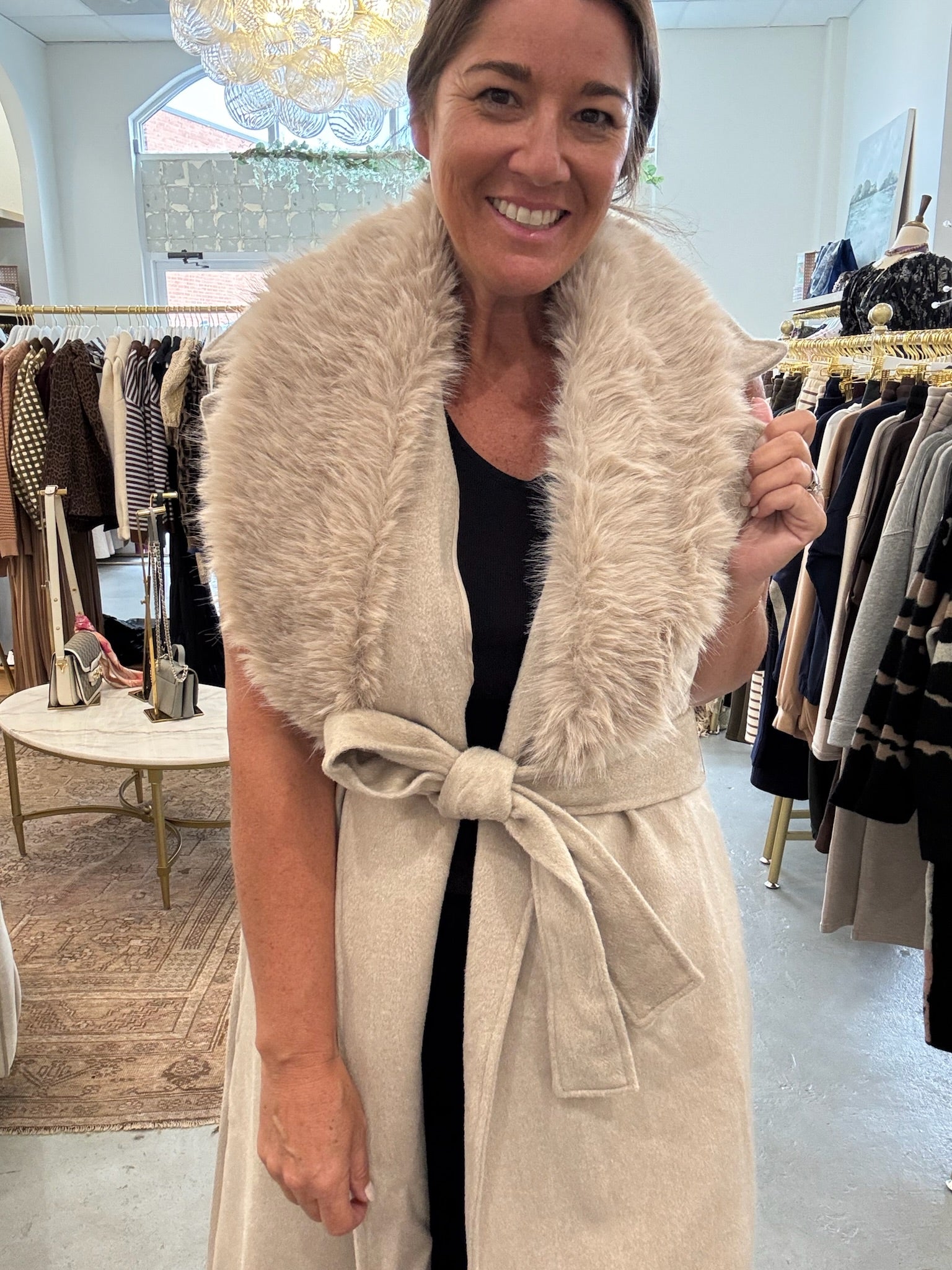Carol Faux Fur Coat | Taupe