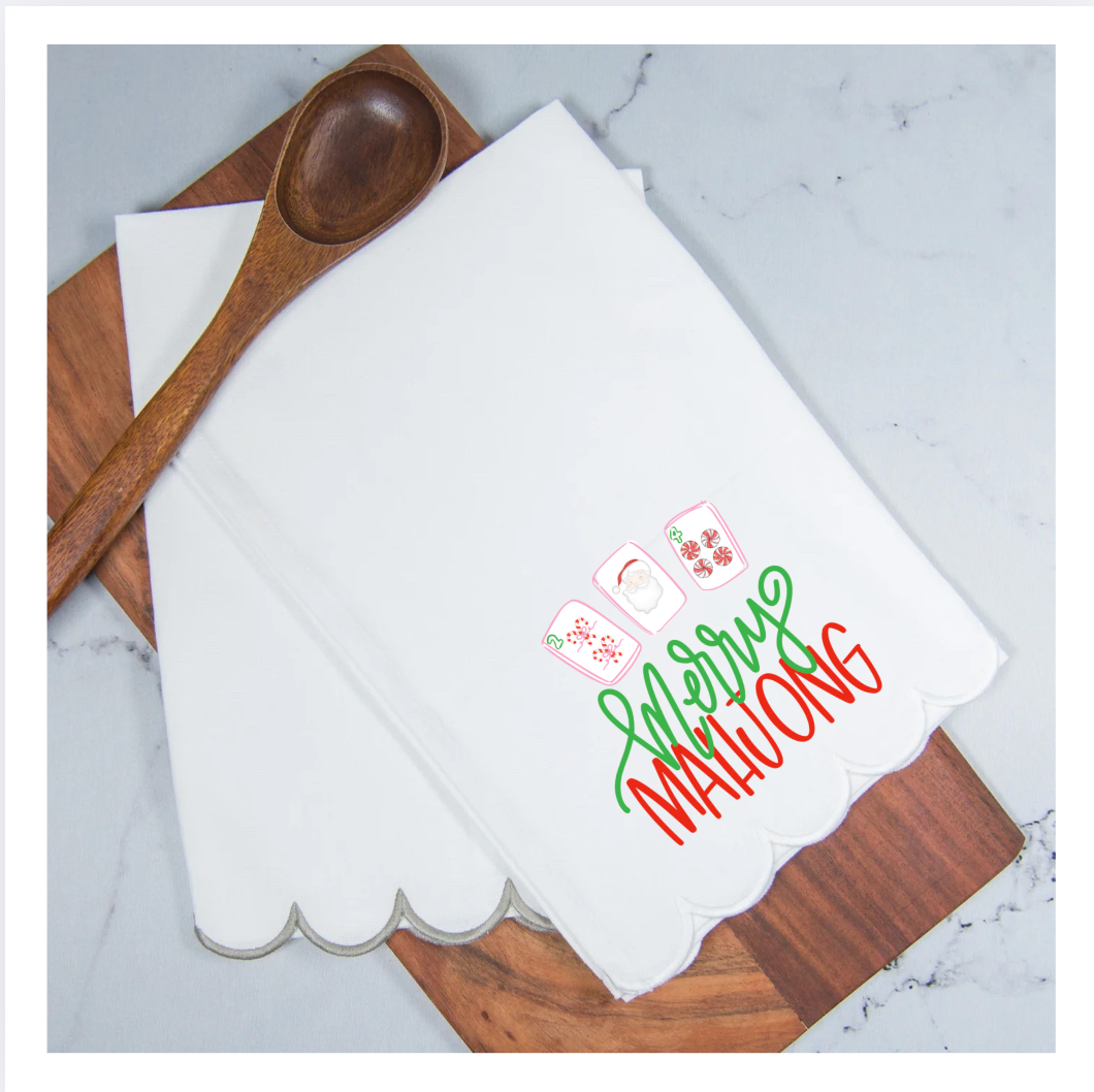 Merry Mahjong Christmas Tea Towel