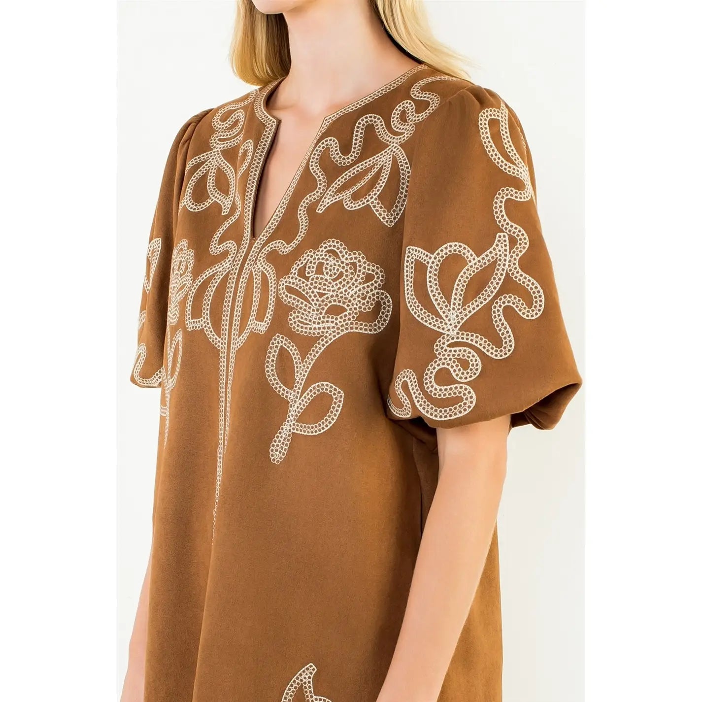 Pamela Puff Sleeve Dress | Brown