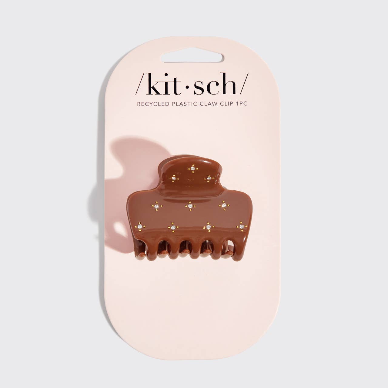 Recycled Plastic Rhinestone Medium Puffy Claw Clip | Camel
