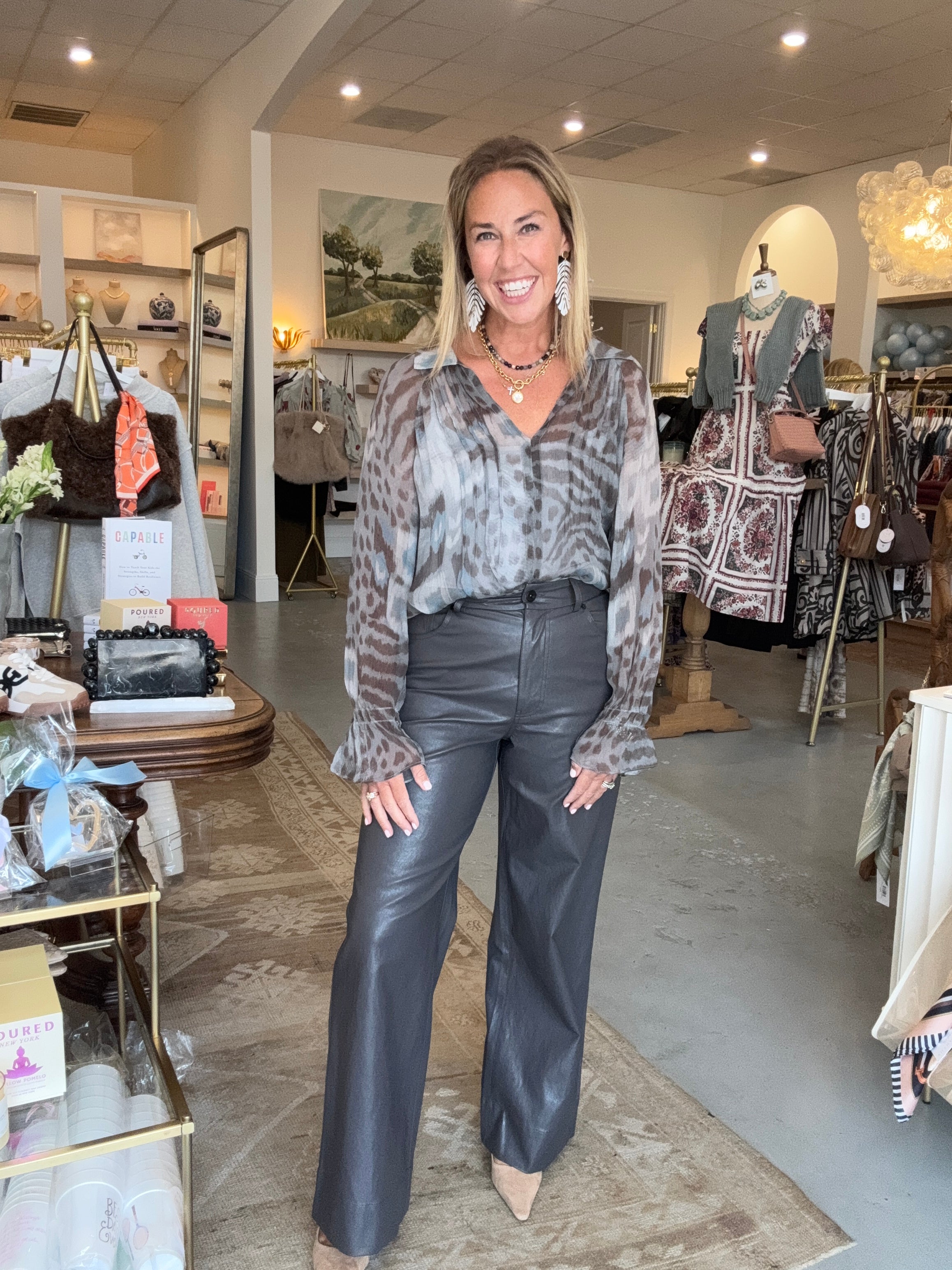 Vegan Leather Pant | Grey
