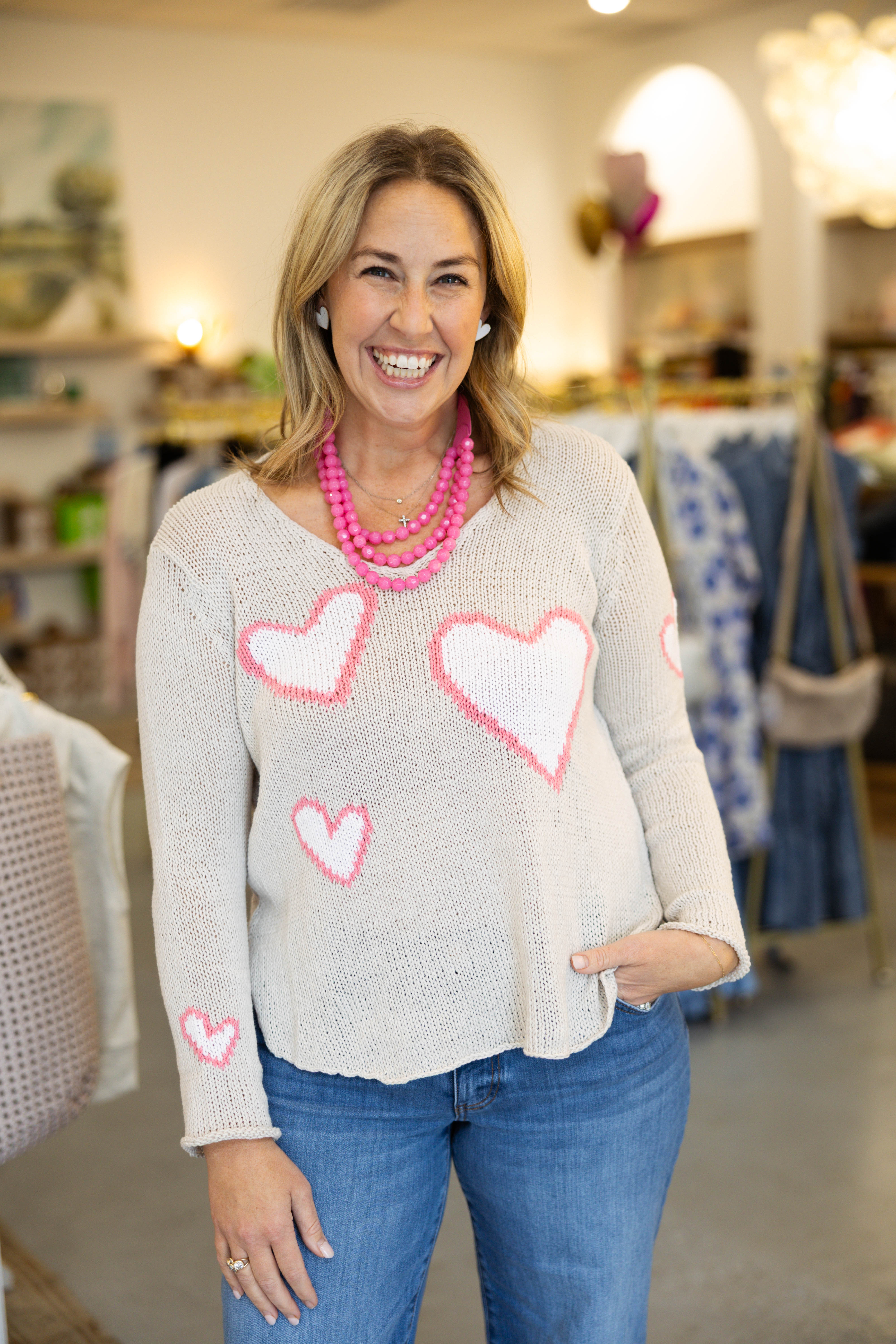 AMORE SHIRT TAIL | Cream, Pink